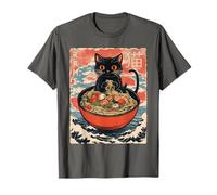Cat Ramen Shirts Japanese Funny MensGraphic Kawaii Anime Cat T-Shirt