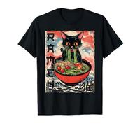 Cat Ramen Shirts Japanese Funny MensGraphic Kawaii Anime Cat T-Shirt