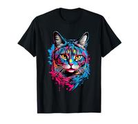 Cat Rave Chat coloré abstrait Colorful Goa Trance Musique T-Shirt