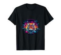 Cat Rave Chat coloré abstrait Colorful Goa Trance Musique T-Shirt