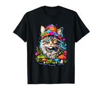 Cat Rave Chat coloré abstrait Colorful Goa Trance Musique T-Shirt
