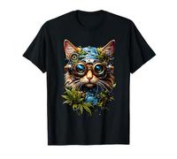 Cat Rave Chat coloré abstrait Colorful Goa Trance Musique T-Shirt