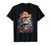 Cat Rave Chat coloré abstrait Colorful Goa Trance Musique T-Shirt