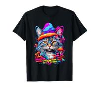 Cat Rave Chat coloré abstrait Colorful Goa Trance Musique T-Shirt