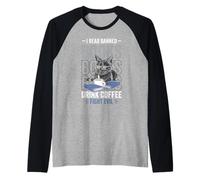 Cat Read Banned Book Drink Coffee Fight Evil Librarian Funny Manche Raglan