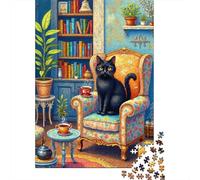 Cat Reading Nook Confortable 1000 Pièce Carton Extra Épais Jeu De Puzzle Adolescents Fans 12-18 Ans Entraînement du Cerveau Décoration Murale Le 70x50cm/1000pcs