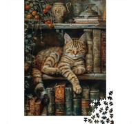 Cat Reading Nook Confortable 1000 Pièces Stock De Cartes Premium Puzzle Classique Adolescents Fans 12-18 Ans Entraînement du Cerveau Joyeux Cadeau Le 38x26cm/1000pcs