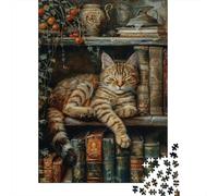 Cat Reading Nook Confortable Puzzles 1000 Pièces Adultes Et Enfants Décoration D Intérieur Jeu De Créatif Classiques pour Créatif 70x50cm/1000pcs