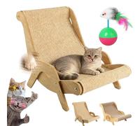 Cat Recliner Scraper Board, 2 in 1 Cat Scratching Board & Bed, Anti-Scratch Pet Wooden Lounger Chair with Sisal Pad, Pet Hammock Sofa for All Cats (B Shape - M)