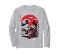 Cat Reflection The Great Wave Kanagawa Anime Japonais Nature Manche Longue