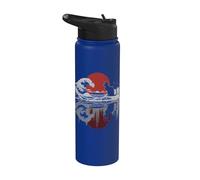 Cat Reflection The Great Wave Kanagawa Anime japonais Nature Stainless Steel Insulated Water Bottle