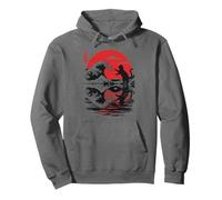 Cat Reflection The Great Wave Kanagawa Anime Japonais Nature Sweat à Capuche