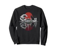 Cat Reflection The Great Wave Kanagawa Anime Japonais Nature Sweatshirt