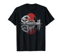 Cat Reflection The Great Wave Kanagawa Anime Japonais Nature T-Shirt