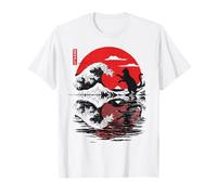 Cat Reflection The Great Wave Kanagawa Anime Japonais Nature T-Shirt