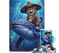 Cat Riding A Whale Underwater Puzzle pour Adultes 1000pcs (52x38cm) Loisir | Profitez de cette activité puzzle papier les dimanches au calme, pour se concentrer.