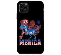 Cat Riding Dinosaur T Rex USA Patriotic Flag 4th of July Coque pour iPhone 11 Pro Max