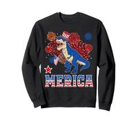Cat Riding Dinosaur T Rex USA Patriotic Flag 4th of July Sweatshirt