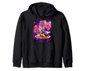Cat Riding Pizza in Space Galaxy Taco Kitten Cats Lovers Sweat à Capuche