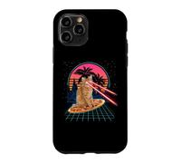 Cat Riding Pizza Laser Eyes 80s Cat in Space Cats Lovers Coque pour iPhone 11 Pro
