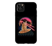 Cat Riding Pizza Laser Eyes 80s Cat in Space Cats Lovers Coque pour iPhone 11 Pro Max