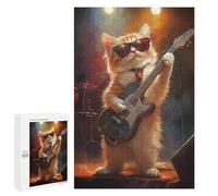 Cat Rock Star Guitar -3 Puzzle 1000 Pièces Educa Jouet en Bois Cadeau Unique Décoration Intérieure Jeu Éducatif Challenge Toy Adultes Et Enfants À Partir De 14 Ans 1000 PCS