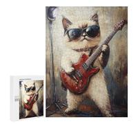 Cat Rock Star Guitar Painting -1 Puzzle 1000 Pièces Educa Jouet en Bois Cadeau Unique Décoration Intérieure Jeu Éducatif Challenge Toy Adultes Et Enfants À Partir De 14 Ans 500 PCS