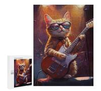 Cat Rock Star Guitar Puzzle 1000 Pièces Educa Jouet en Bois Cadeau Unique Décoration Intérieure Jeu Éducatif Challenge Toy Adultes Et Enfants À Partir De 14 Ans 500 PCS