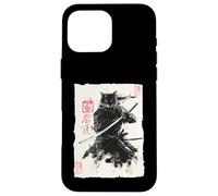 Cat Samurai Japanese Sumi-e Painting Katana Art Coque pour iPhone 16 Pro Max