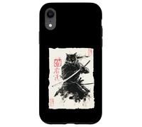 Cat Samurai Japanese Sumi-e Painting Katana Art Coque pour iPhone XR