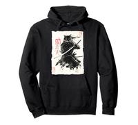 Cat Samurai Japanese Sumi-e Painting Katana Art Sweat à Capuche