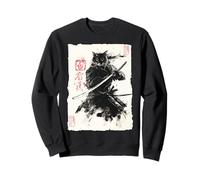 Cat Samurai Japanese Sumi-e Painting Katana Art Sweatshirt