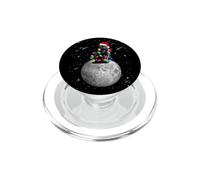 Cat Santa Hat Christmas Tree Lights Moon Space Funny Xmas PopSockets PopGrip pour MagSafe