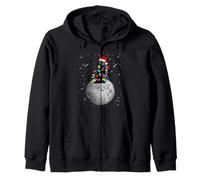 Cat Santa Hat Christmas Tree Lights Moon Space Funny Xmas Sweat à Capuche