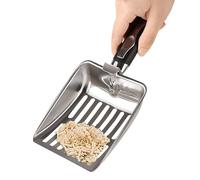 Cat Scooper for Litter Box, Stainless Steel Kitten Litter Shovel, Ergonomic Long Handle, Sifting Tool, Easy to Clean, Supplies for Indoor Use, Travel, and Home, 25.5x10.7x3.5cm