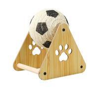 Cat Scratch Ball, Interactive Cat Toy, with Wooden Base, Nail File Scratcher for Indoor Cats, Enrichment Exercise Pet, Home Furniture Protection 15x18x20cm