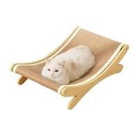Cat Scratch Chair with Sisal Mat, Cat Hammock Beach Chair, with lScratcher,Wooden Kitty Lounger, for Indoor Puppies (Jute)