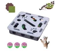 Cat Scratch Puzzle Box Plate-Forme à Rayures en Feutre avec 3 Boules de Cloche Jouet d'enrichissement Mental pour Chats intérieurs cesse gratter Les Meubles et favorise Le Jeu Square B