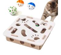 Cat Scratch Puzzle Enrichment Box, 2026 New Claw Saver Box avec 3 Boules Jingle pour Chats d'intérieur, Cat Nail File Scratch Enrichment Box, Cat Puzzle Toy Box Energize Cat Instincts White