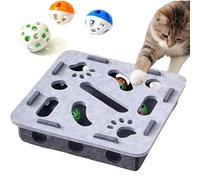 Cat Scratch Puzzle Enrichment Box, 2026 New Claw Saver Box avec 3 Boules Jingle pour Chats d'intérieur, Cat Nail File Scratch Enrichment Box, Cat Puzzle Toy Box Energize Cat Instincts Gray