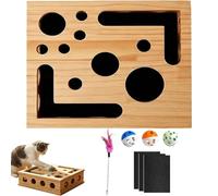Cat Scratch Puzzle Enrichment Box, Cat File Box Interactive avec Doublure en Papier de Sable et 3 Boules et 1 Baguette en Plume, Alternative sans Stress aux Ongles de Coupe