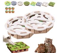 Cat Scratch Puzzle Enrichment Box, Cat Nail File Enrichment Box, Interactive Felt Maze Toy with Bell and 3 Track Balls for Indoor Cats, Mental Stimulation for Scratch & Hunt Fun (Beige Flower,2 Pcs)