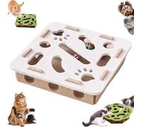 Cat Scratch Puzzle Enrichment Box, Cat Nail File Enrichment Box, Interactive Nail File Scratch with 3 Bell Balls (Random Color), for Indoor Cats Scratching and Hunting (White,Square)