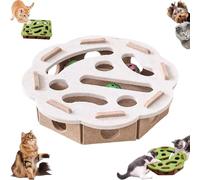 Cat Scratch Puzzle Enrichment Box, Cat Nail File Enrichment Box, Interactive Nail File Scratch with 3 Bell Balls (Random Color), for Indoor Cats Scratching and Hunting (White,Flower-Shaped)