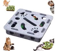 Cat Scratch Puzzle Enrichment Box, Cat Nail File Enrichment Box, Interactive Nail File Scratch with 3 Bell Balls (Random Color), for Indoor Cats Scratching and Hunting (Gray,Square)