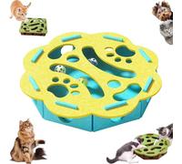 Cat Scratch Puzzle Enrichment Box, Cat Nail File Enrichment Box, Interactive Nail File Scratch with 3 Bell Balls (Random Color), for Indoor Cats Scratching and Hunting (Yellow,Flower-Shaped)