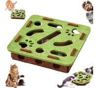 Cat Scratch Puzzle Enrichment Box, Cat Nail File Enrichment Box, Interactive Nail File Scratch with 3 Bell Balls (Random Color), for Indoor Cats Scratching and Hunting (Green,Square)