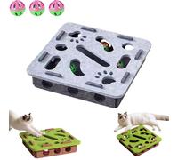 Cat Scratch Puzzle Enrichment Box - Cat Nail File Enrichment Box, Pets Scratch Puzzle Case, Self Play, Fun Exercise Hide Seek for Bored Cats (Gray,Square)