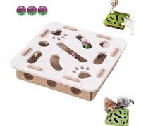 Cat Scratch Puzzle Enrichment Box, Cat Nail File Enrichment Box with Bell Ball for Indoor Cats Self Play, Self Play Fun Exercise (White)