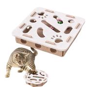 Cat Scratch Puzzle Enrichment Box, Cat Nail File Scratcher with Bell, Interactive Maze Box for Indoor Cats, Mental Stimulation & Fun (Camel White,Square)